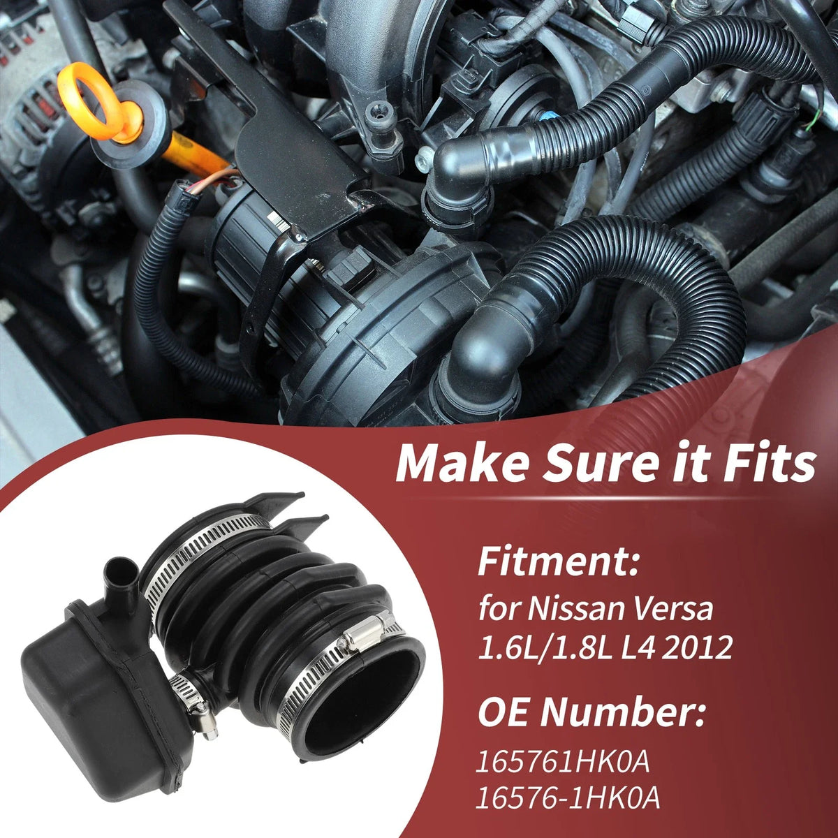 Engine Air Intake Hose for Nissan Versa 1.6L/1.8L L4 (2012) No. 165761HK0A