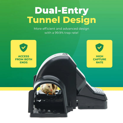 2X Rat Traps Indoor Outdoor Dual-Entry Large Trap Pack of 2, Black