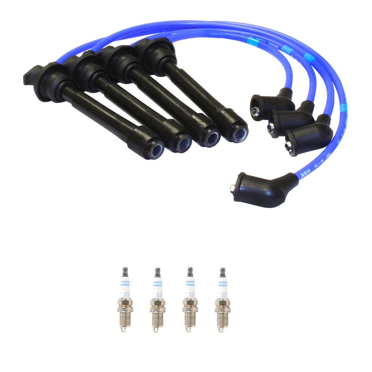 NGK Wire Set & Bosch 4 Double Platinum Spark Plugs for Elantra Sportage