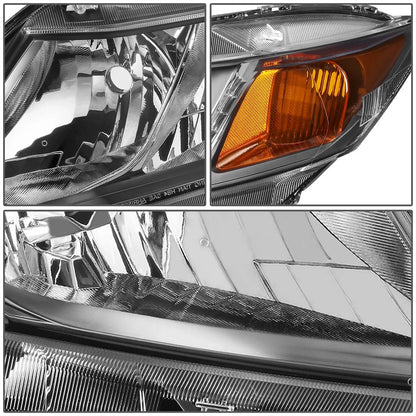 Pair of Black Housing Amber Corner Headlights for Honda Civic (2012–2015)