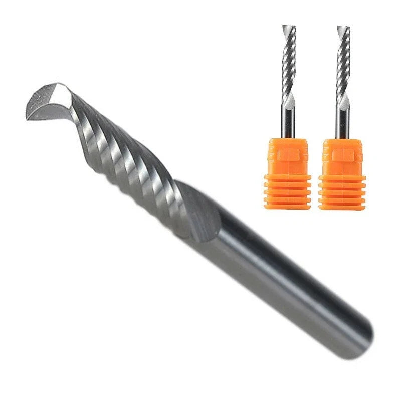 2Pcs 4mm Single Flute Spiral End Mill Router Bits for Aluminium (4mm22mm)