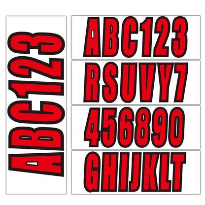 Red Sticker Decals A-Z Letters & 0-9 Numbers for Marine Boat (Boat Stickers)
