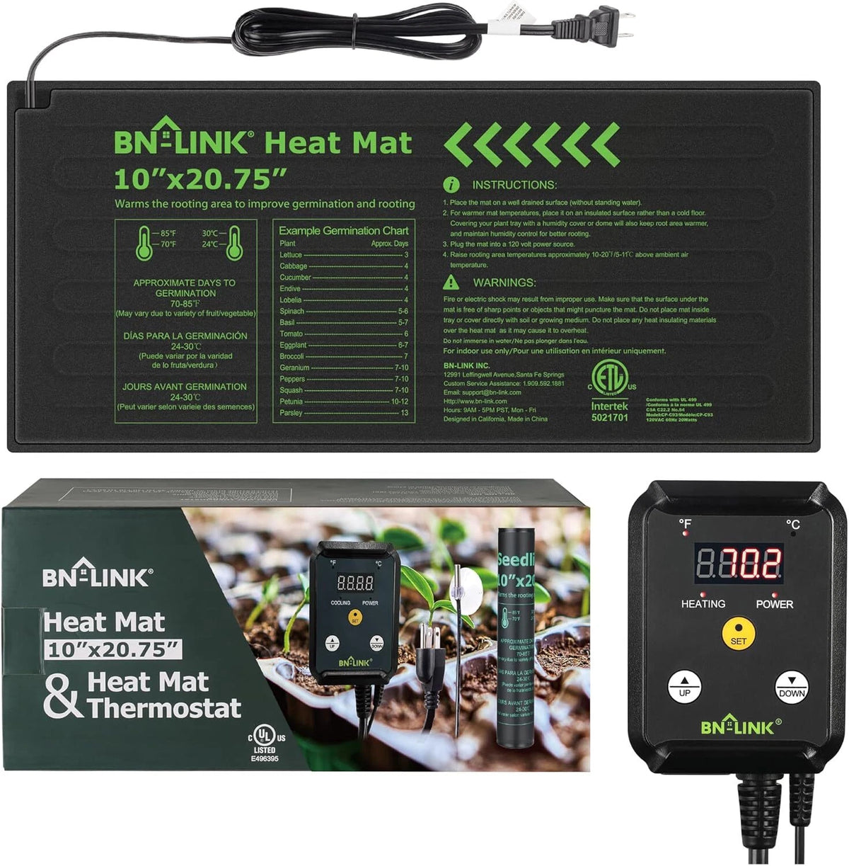 Heat Mat with Digital Thermostat for Seedlings (Combo Set)