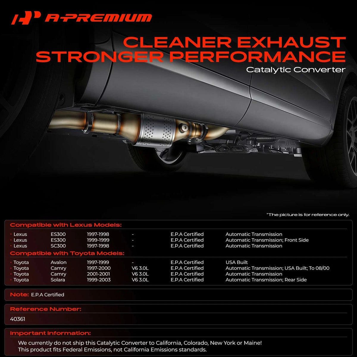 A-Premium Catalytic Converter for Toyota Camry (1997–2000) 642930