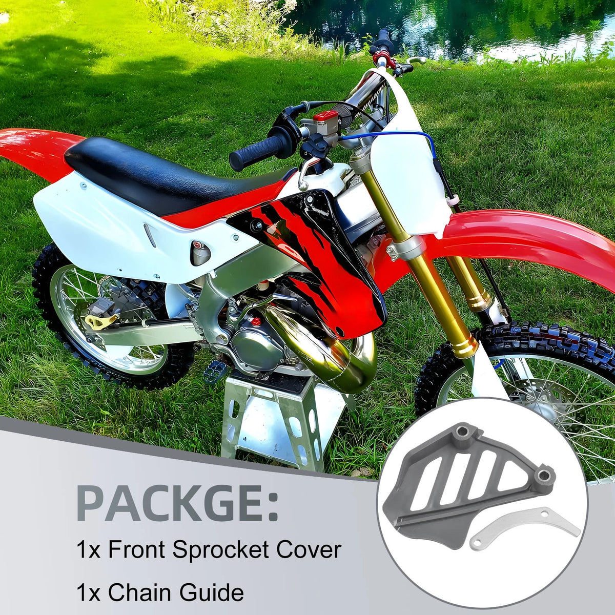 Front Sprocket Cover w/ Chain Guide for Honda CR125R (1998–2007) 23810-KZ4-620 23812-KZ4-J00