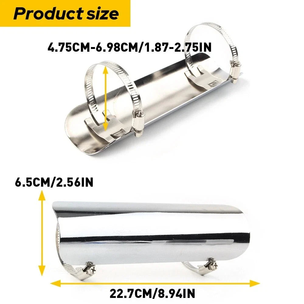 Chrome Heat Shield for Motorcycle Exhaust Muffler Pipe (1 7/8"-2 3/4")