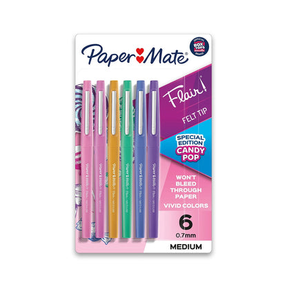 6X Paper Mate Flair Felt Tip Pens for