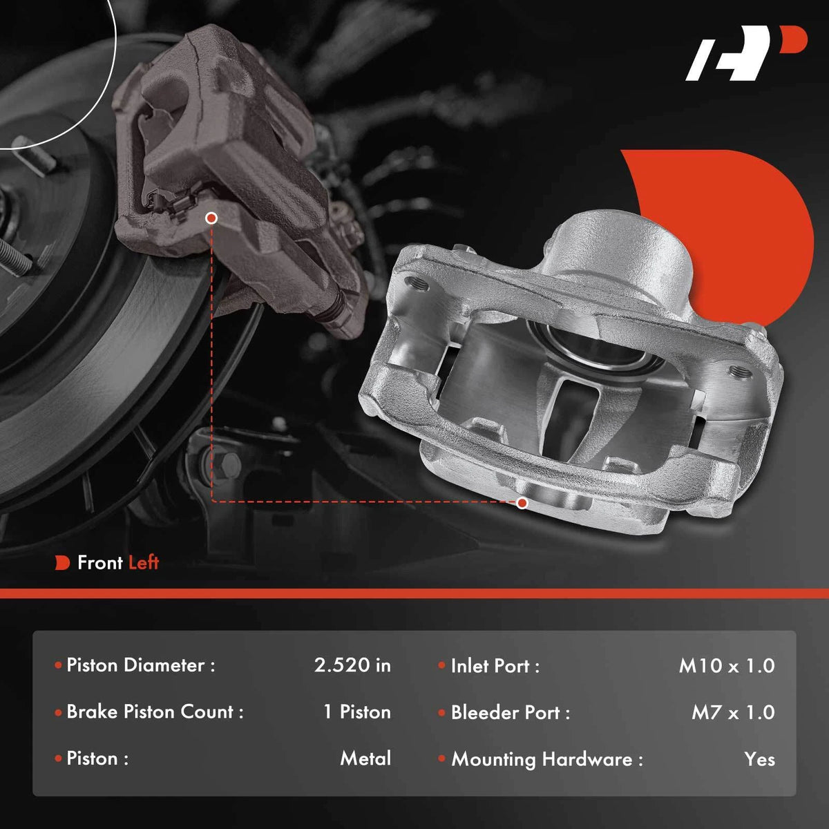 Front Driver Side Brake Caliper w/ Bracket for Toyota Camry (2002–2004) 4772106080, 4775006080, 19-B2702A
