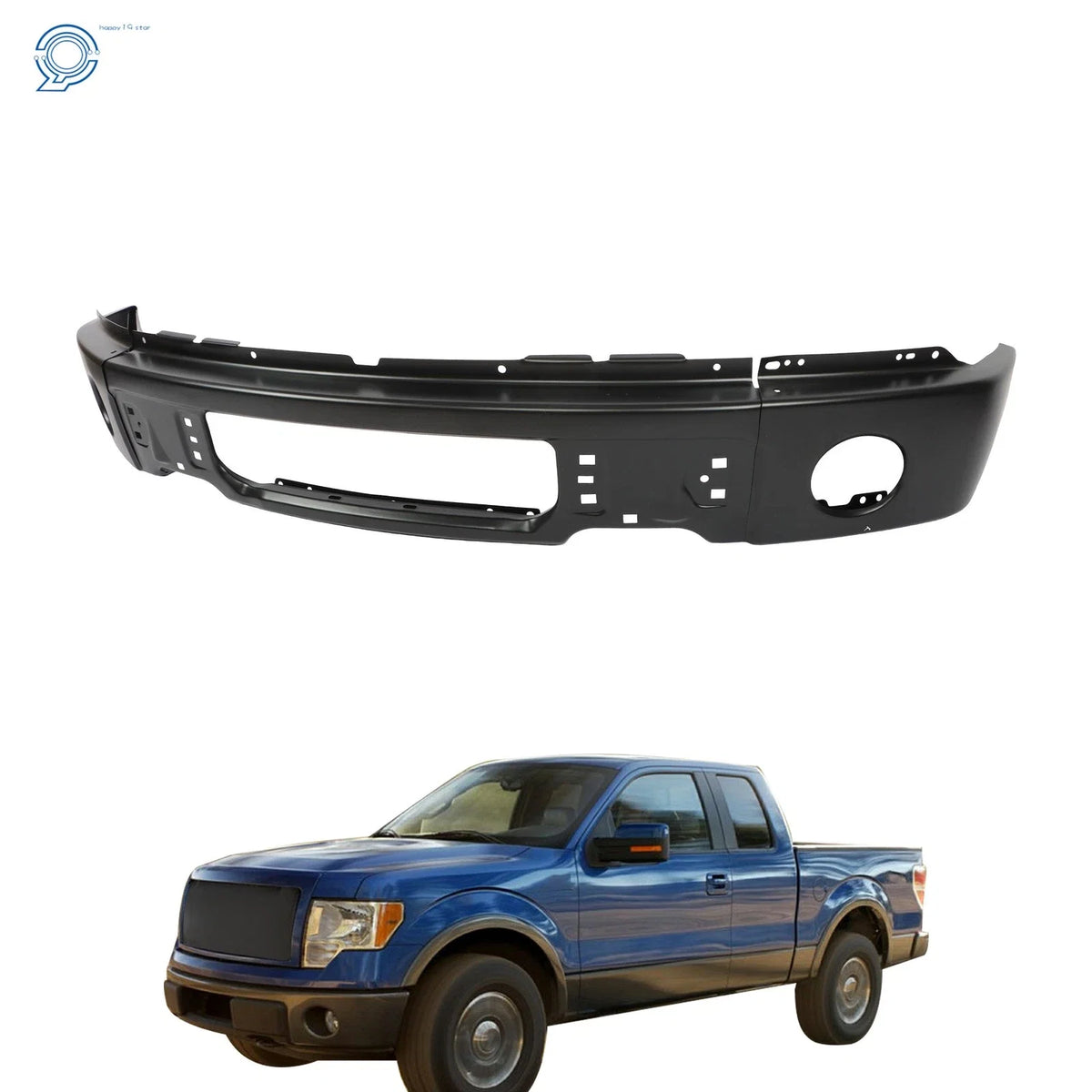 Front Bumper for Ford F150 (2009–2015) W/ Fog Light Hole, Black Steel
