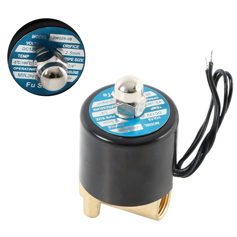 12V DC Solenoid Valve for Air Water Gas Oil N/C 1/4" DN8