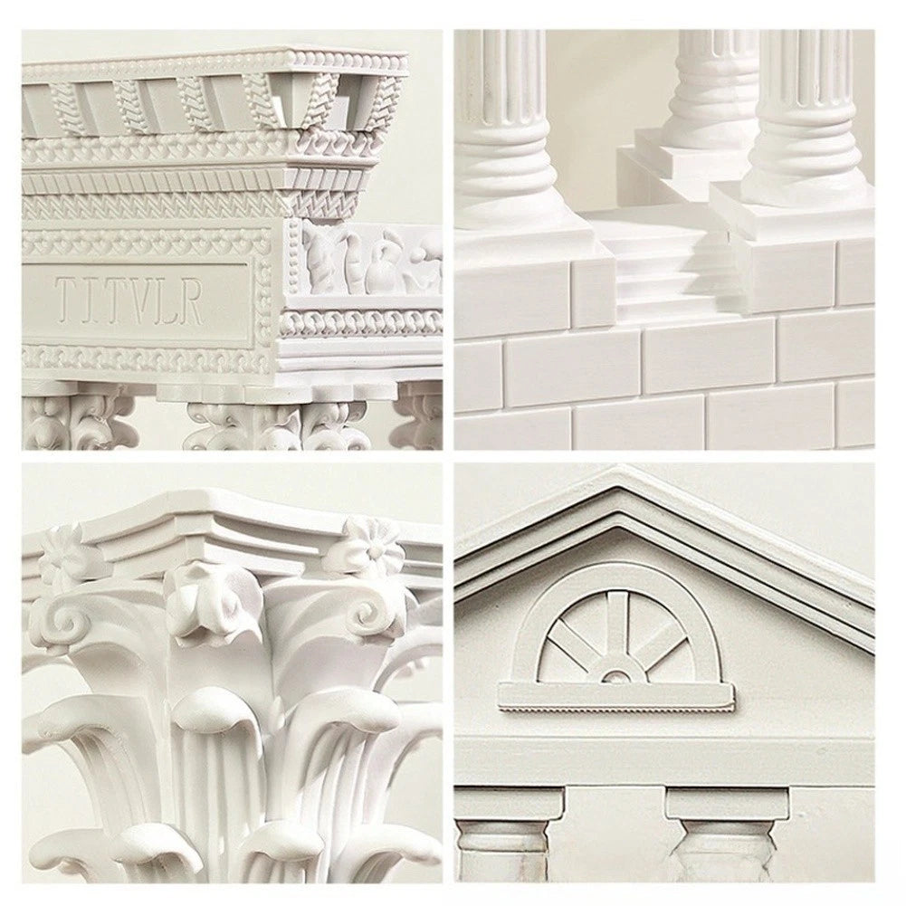 European Style White Resin Sculpture Abstract Temple Pillar for Living Room