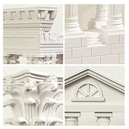 European Style White Resin Sculpture Abstract Temple Pillar for Living Room