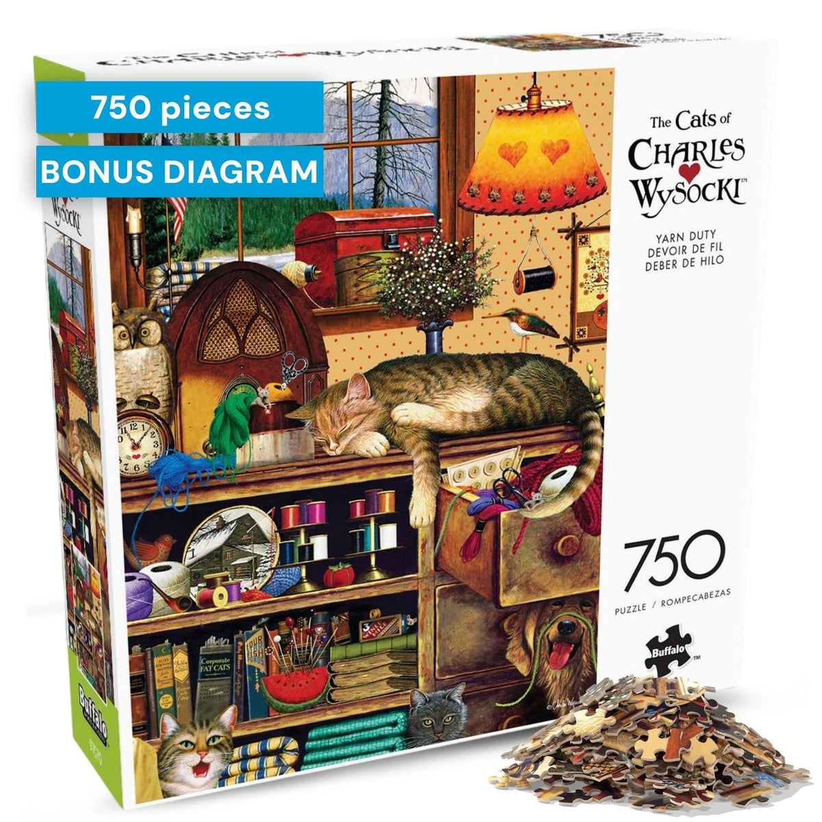750 Piece Jigsaw Puzzle for Cats (Buffalo Games Charles Wysocki)