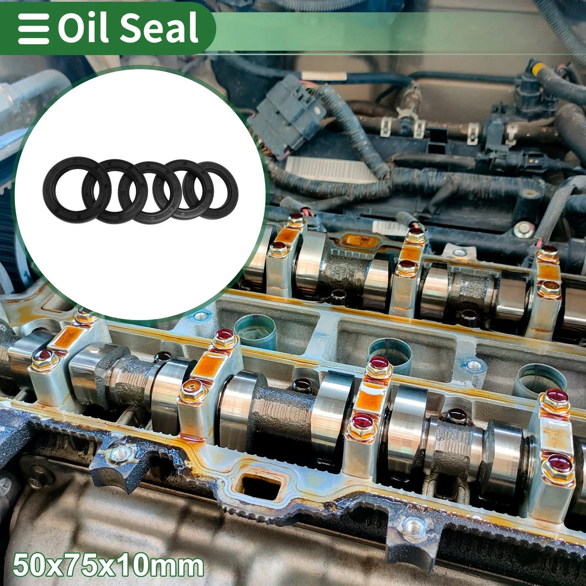 Oil Seal for Rotary Shaft (50x75x10mm) NBR Rubber High Pressure
