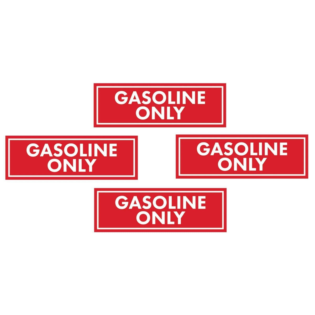Set of 4 Gasoline Only Warning Stickers for Fuel Caps (2" x 6")