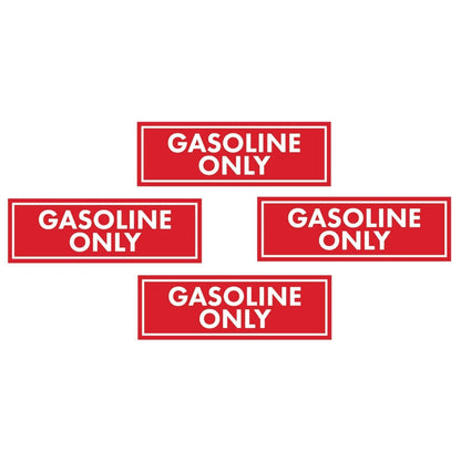 Set of 4 Gasoline Only Warning Stickers for Fuel Caps (2" x 6")