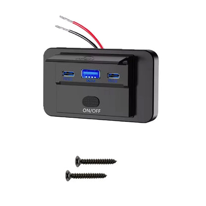 2X Dual USB PD + QC3.0 Car Fast Charger Socket Power Outlet Panel 12-24V