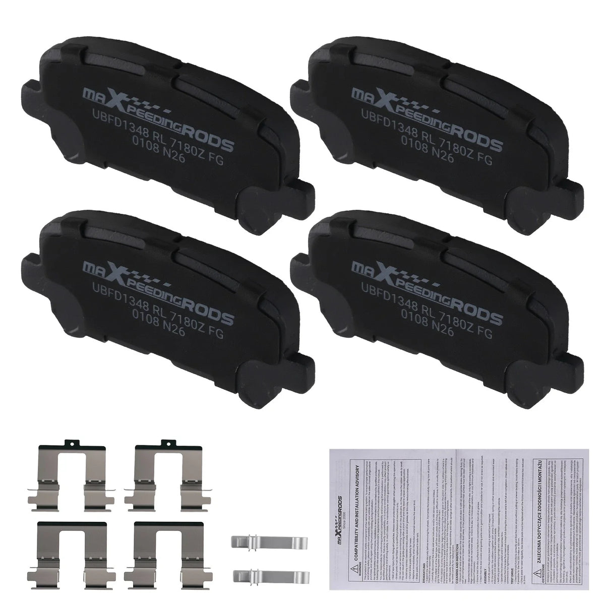 Set of 4 Rear Ceramic Brake Pads for Acura MDX (2007–2013), ZDX (2010–2013), Honda Pilot (2009–2015)