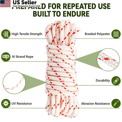3-Pack 10ft Pull Cord Rope 3.5mm with Handle for Lawn Mower Generator Chainsaw