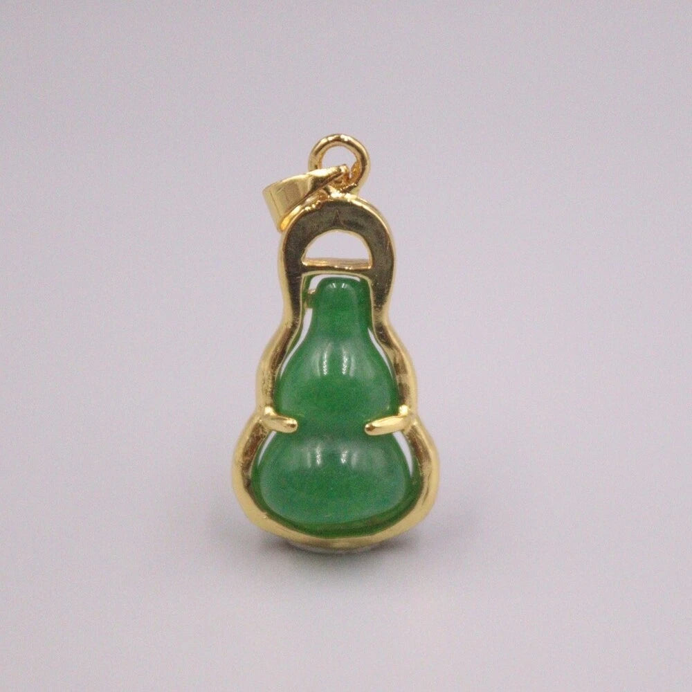 Gold Plated Simulated Heating Jade Pendant for Gourd Green Jadeite