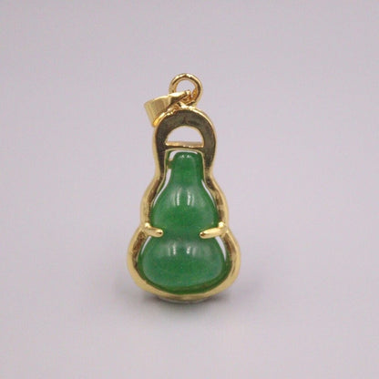 Gold Plated Simulated Heating Jade Pendant for Gourd Green Jadeite