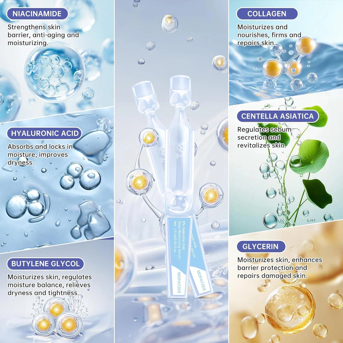 30 Pcs Hyaluronic Acid Serum Vials for Ultra-Hydration