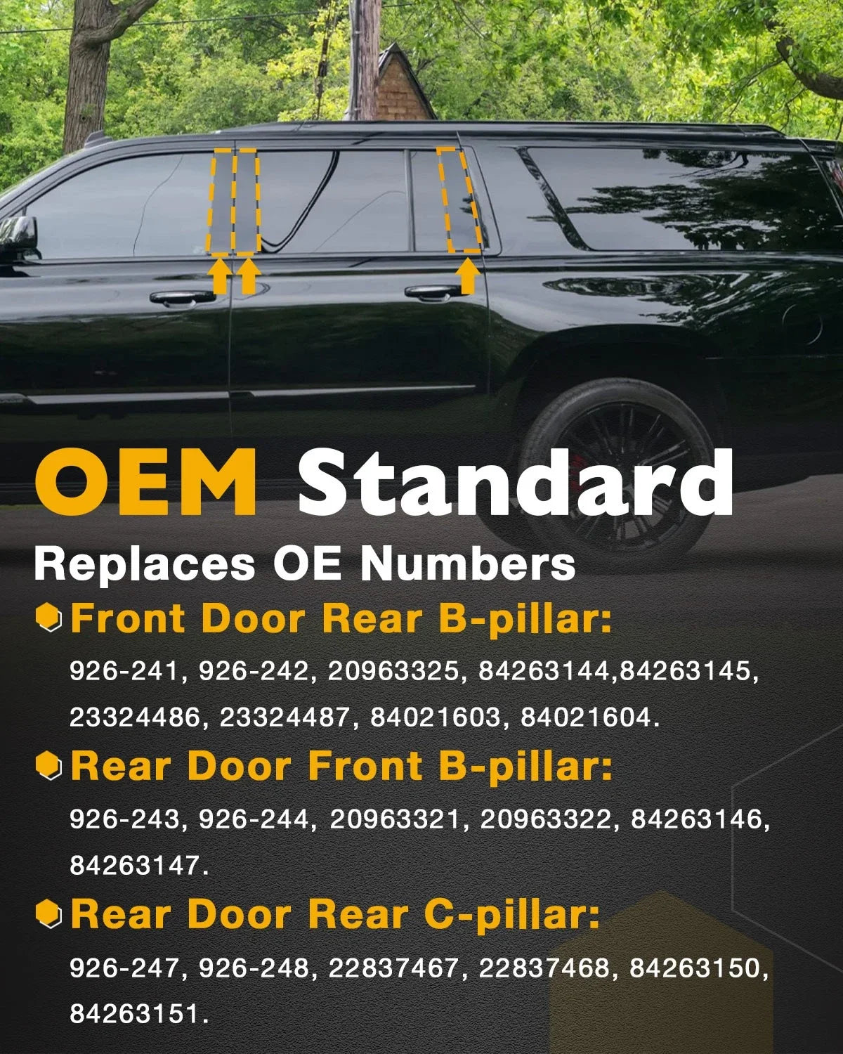 Door Window B/C Pillar Trim Molding for Chevy Suburban GMC Yukon (2015–2018)