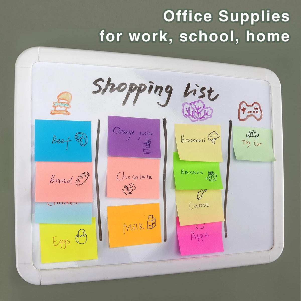 Set of 20 Post-It Notes 1.5 x 2 Inches, 10 Colors, 100 Sheets