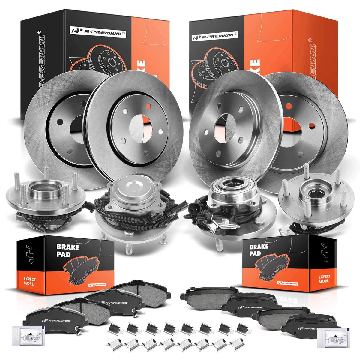 Set of 4 Disc Brake Rotors & Pads for Chrysler Ram (68003701A, R-53051, P-1273)