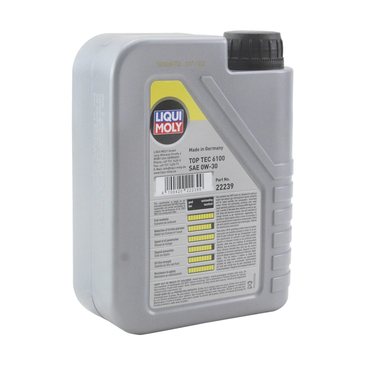 Set of 2 Liqui Moly Top Tec 6100 0W-30 Engine Motor Oil (2L)