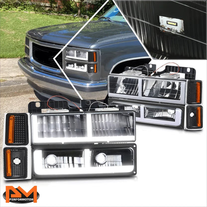F-Shape LED DRL Headlights for Chevy C/K 1500-3500 Suburban (1988–1993)