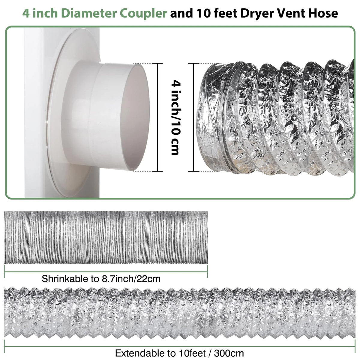 4 Inch Dryer Vent Hose Kit for Universal Applications (10 Feet)