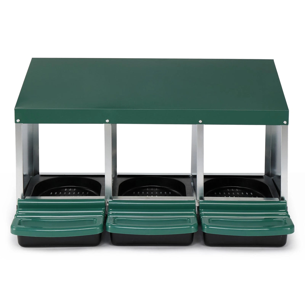 3 Hole Metal Chicken Nesting Box with Lid Cover for Chicken Coop