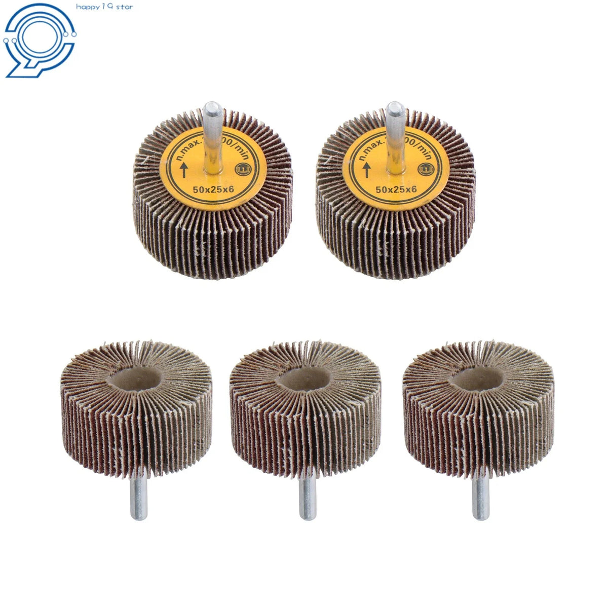 5 Pack Flap Wheels 2" x 1" x 1/4" Shank 120 Grit Aluminum Oxide