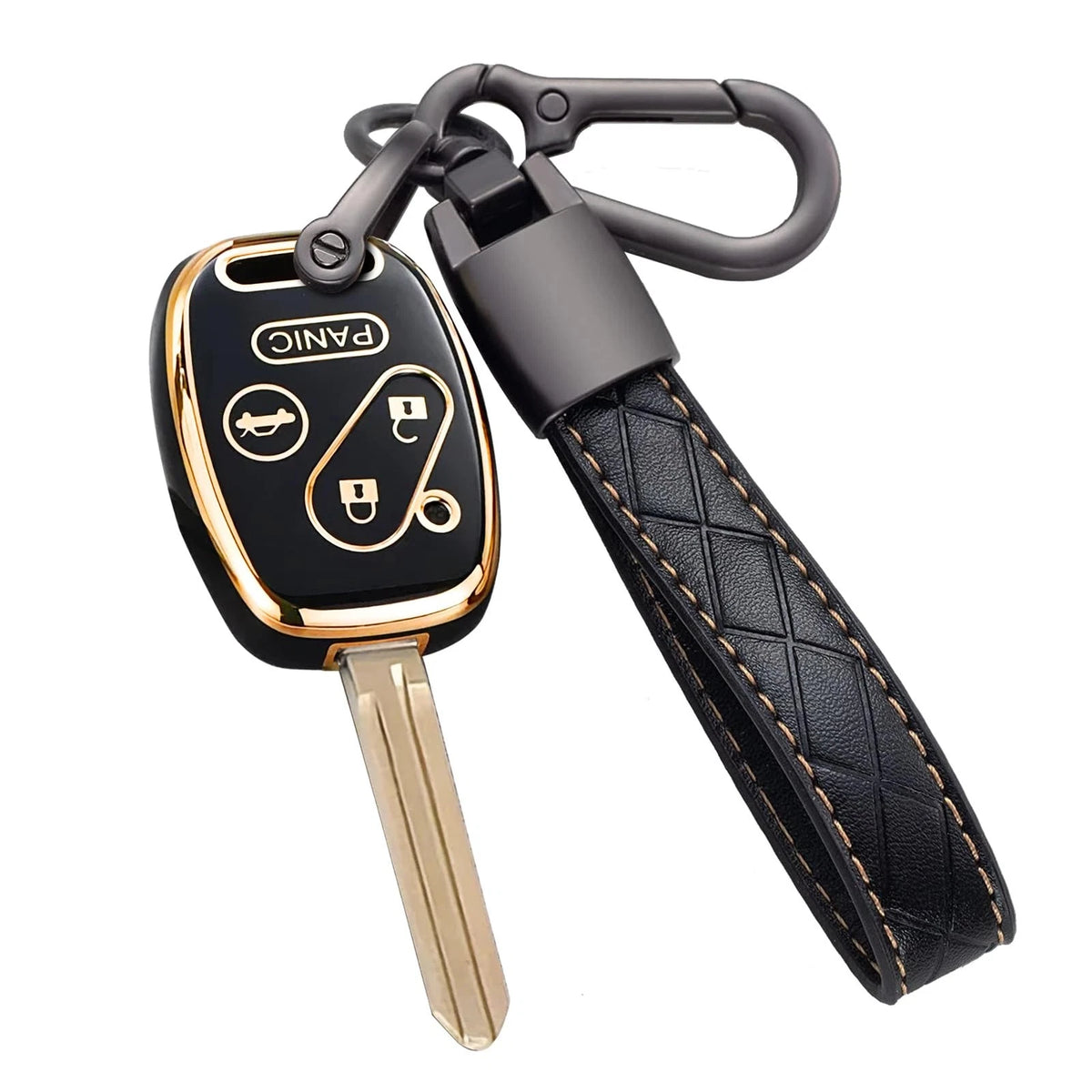 Leather Key Fob Cover for Honda Accord Civic CRV Pilot (2003–2015)
