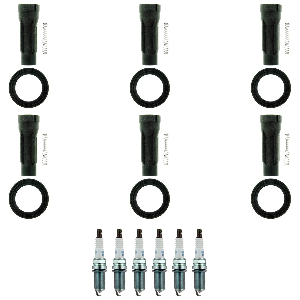 Set of 6 NGK Laser Iridium Spark Plugs & Coil Boots for Avalon Camry RAV4