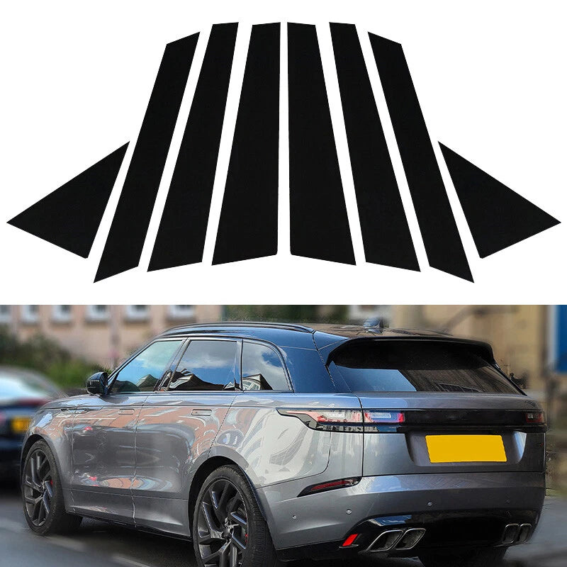 Set of 8 Black Pillar Post Door Covers for Land Rover Range Rover Velar (2018–2023)