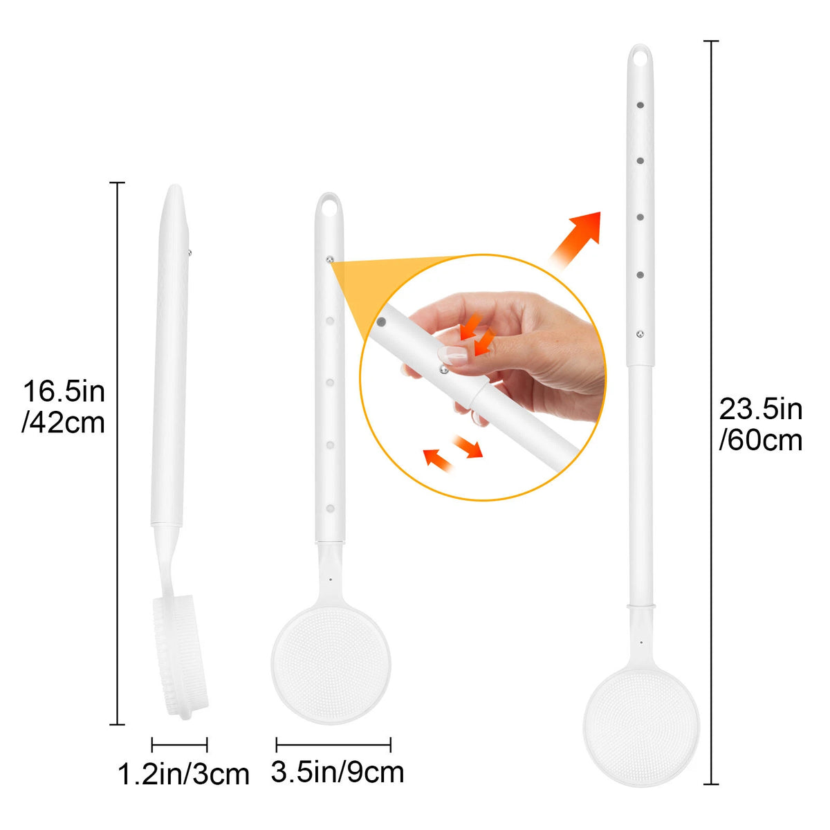 24" Telescopic Silicone Back Scrubber for Shower