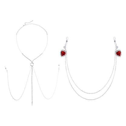 2X Double Layer Nipple Chain Body Rings for Bikini Breast