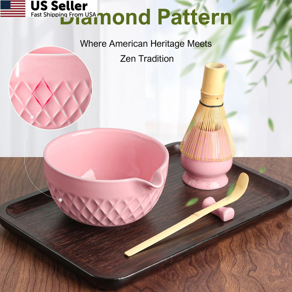 7-Piece Matcha Whisk Set for Doasuwish (One Size) - Cherry Blossom Pink