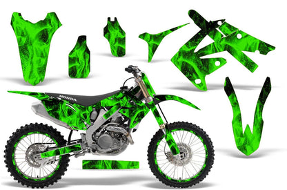 Full Graphics Kit for Honda CRF250R 2010–2013, 450R 2009–2012, Flames Green