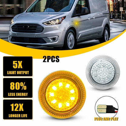 Clear Lens Amber LED Side Turn Signal Lights for Ford Transit Connect (2010–2023)