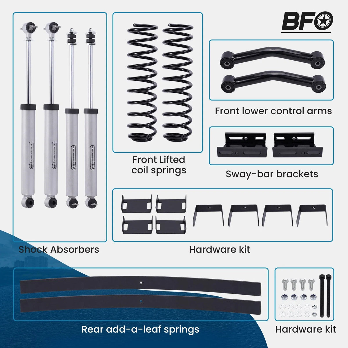 3in Suspension Lift Kit with Control Arms for Jeep Cherokee XJ (1984–2001)