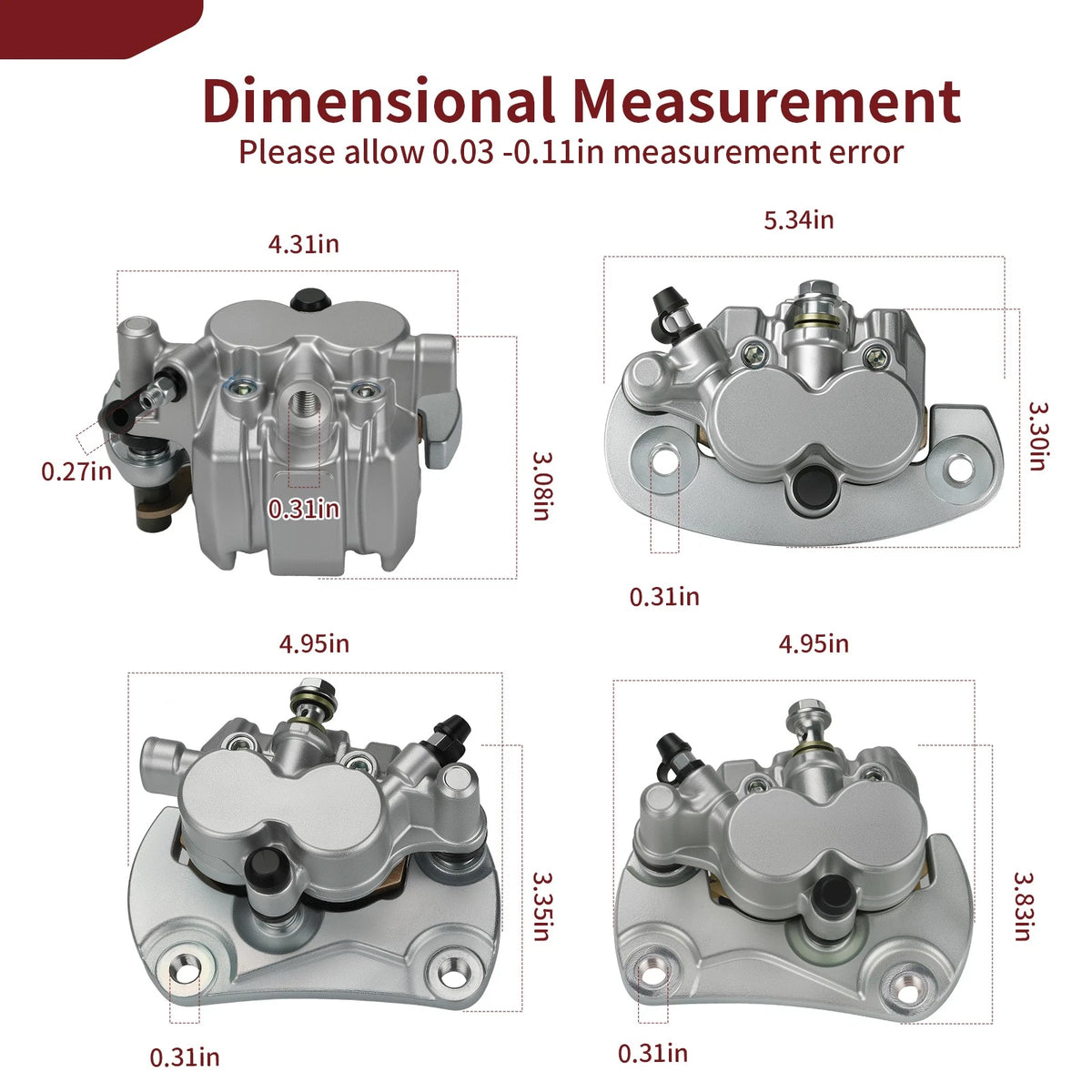 3X Front & Rear Brake Calipers for Can-Am Commander 800R (2012–2020) 705600679, 705600678, 705600872