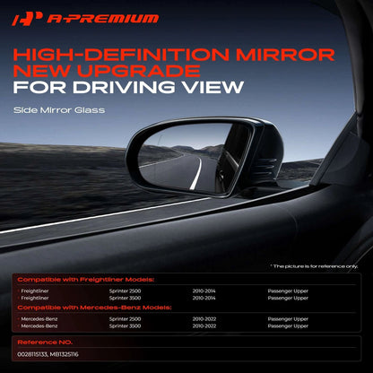 Heated Power Mirror Glass for Freightliner Sprinter (MB1325116, 0028115133)