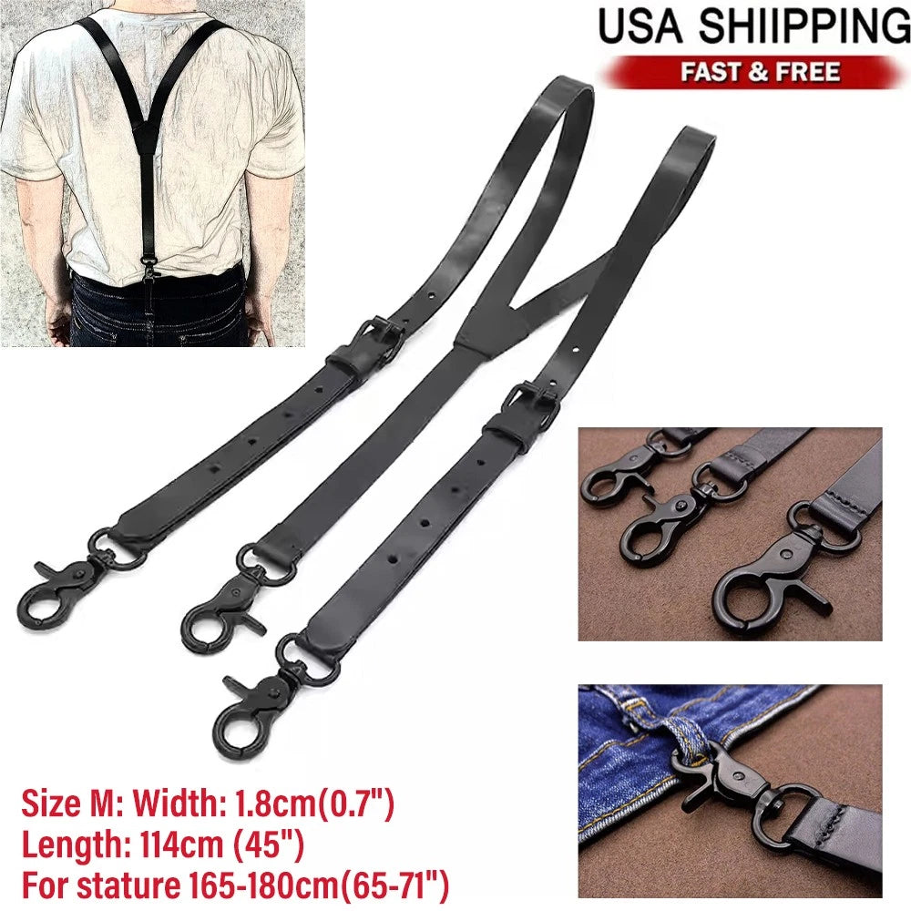 H Back Leather Suspender for Men Jeans Suit (114cm)