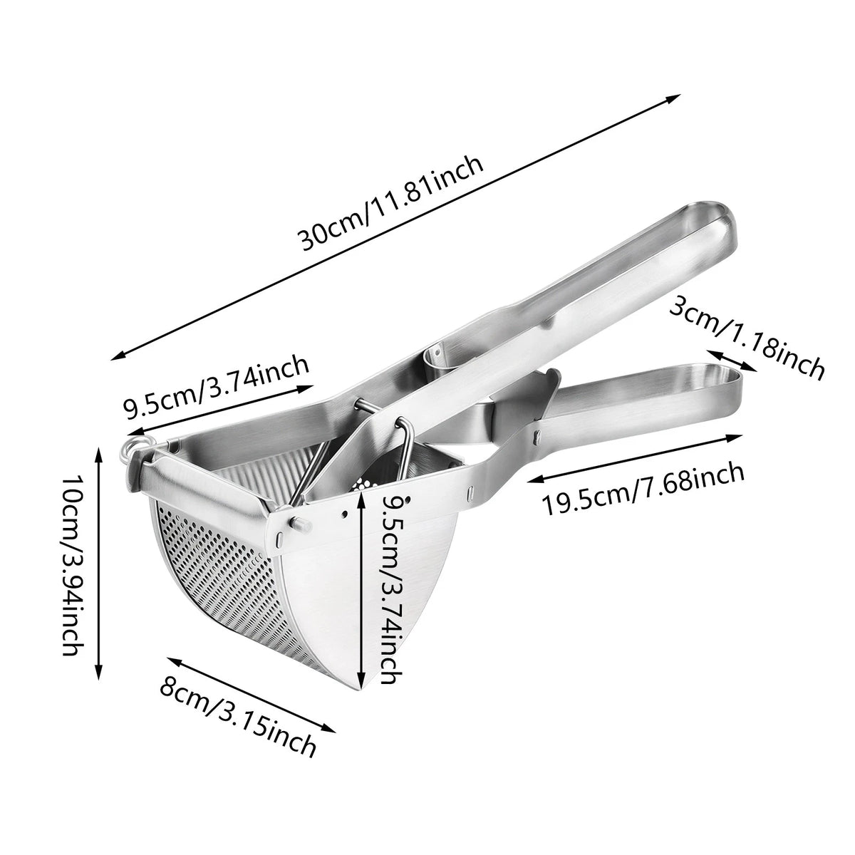 Stainless Steel Potato Ricer for Heavy Duty Masher Tool (No Part Numbers)
