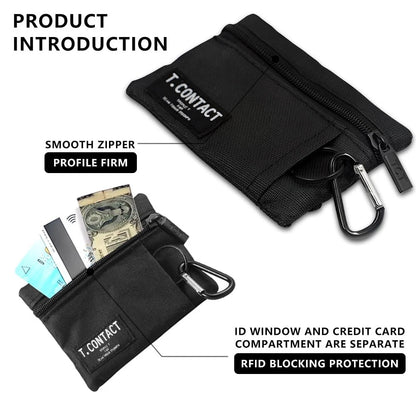 Mini Zip Card Case for Wallet (Black)