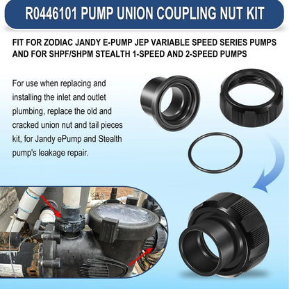 2" x 2.5" Tail Piece with O-Ring and Coupling Nut for Zodiac Jandy
