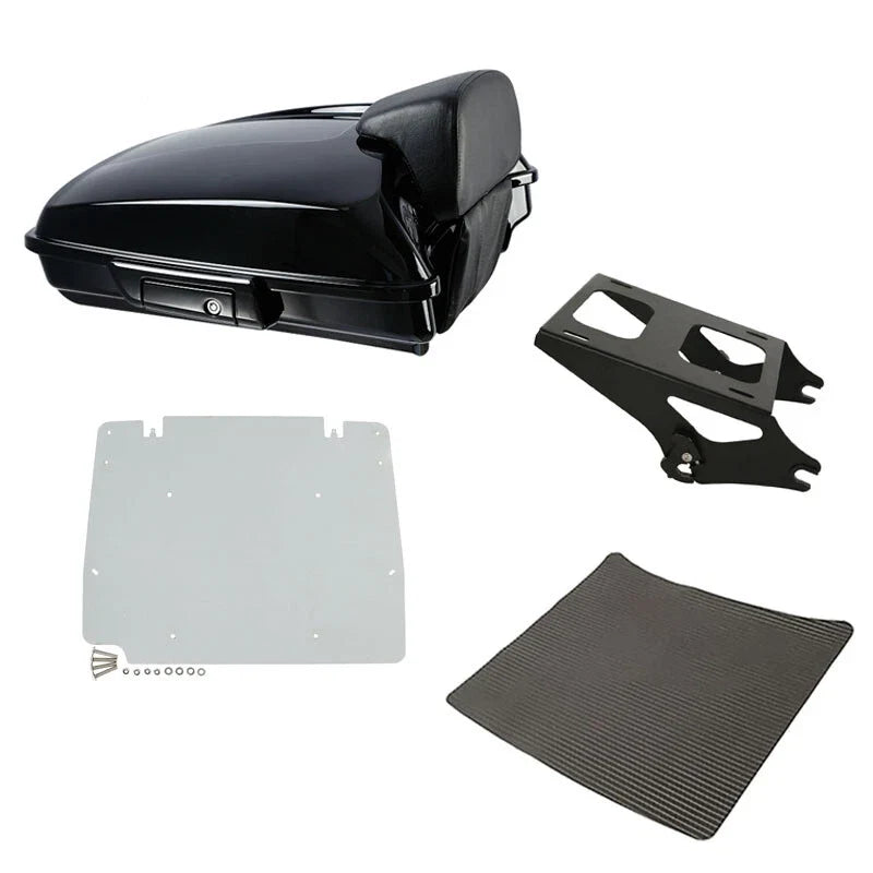 Black Razor Trunk Backrest Rack Plate for Harley Street Road Glide (2014–2026)